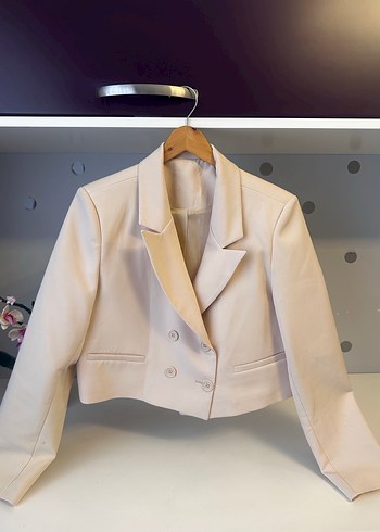 Zara Bej Crop Kadın Blazer Ceket