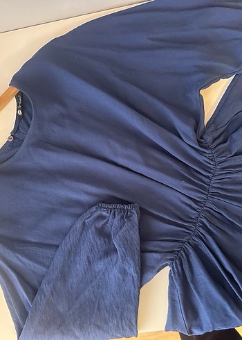 H&M Mavi Keten Mini Bohem Elbise