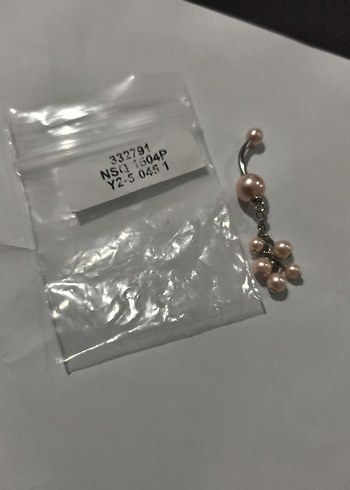 Pembe İnci Boncuklu Göbek Piercingi - Görsel 7