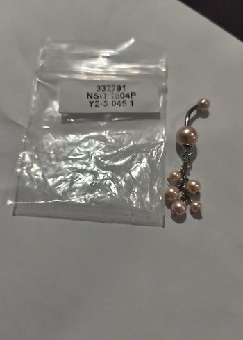 Pembe İnci Boncuklu Göbek Piercingi - Görsel 5