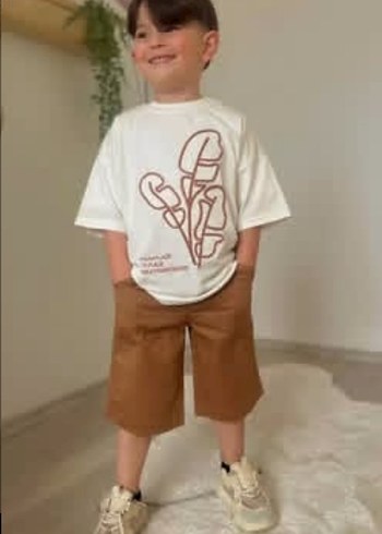 Erkek Çocuk Baskılı Beyaz Tişört takım - Görsel 2
