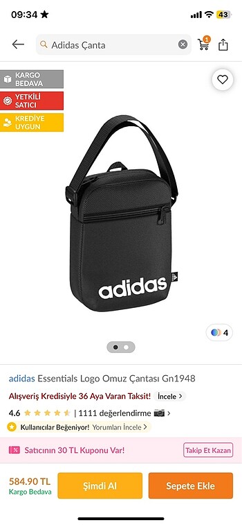 Adidas çapraz kol çantası