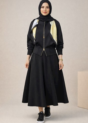 Bordo Uzun Kollu Fermuarlı ceket - Görsel 5