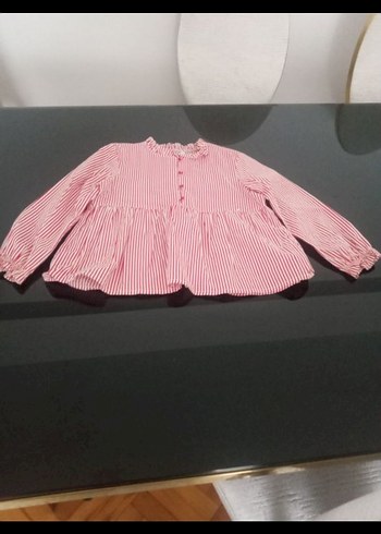 Pembe Çizgili Fırfırlı Kız Bluzu - Görsel 5