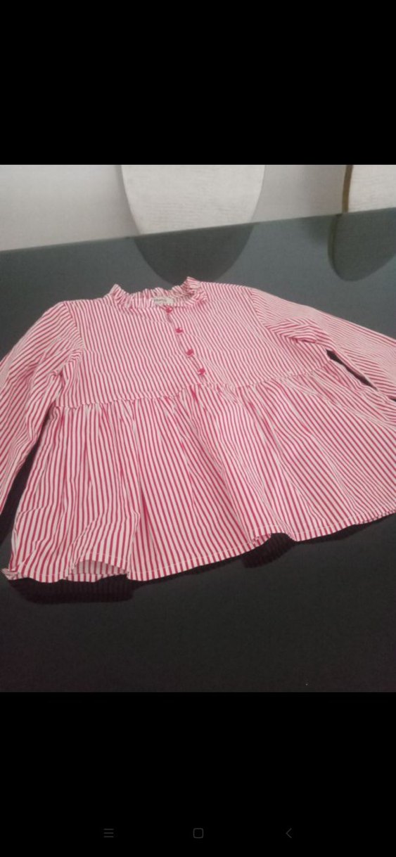 Pembe Çizgili Fırfırlı Kız Bluzu - Görsel 3