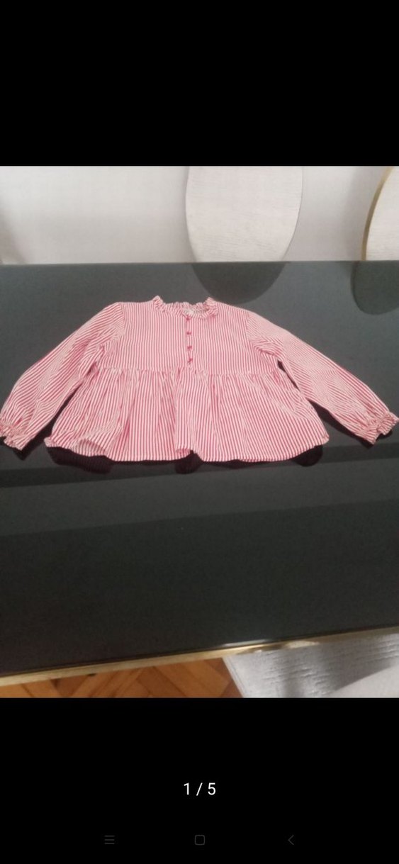 Pembe Çizgili Fırfırlı Kız Bluzu - Görsel 5