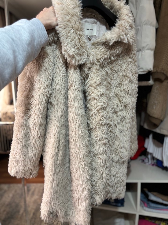 Koton ekru   Kürklü Kadın Kaban - Görsel 3