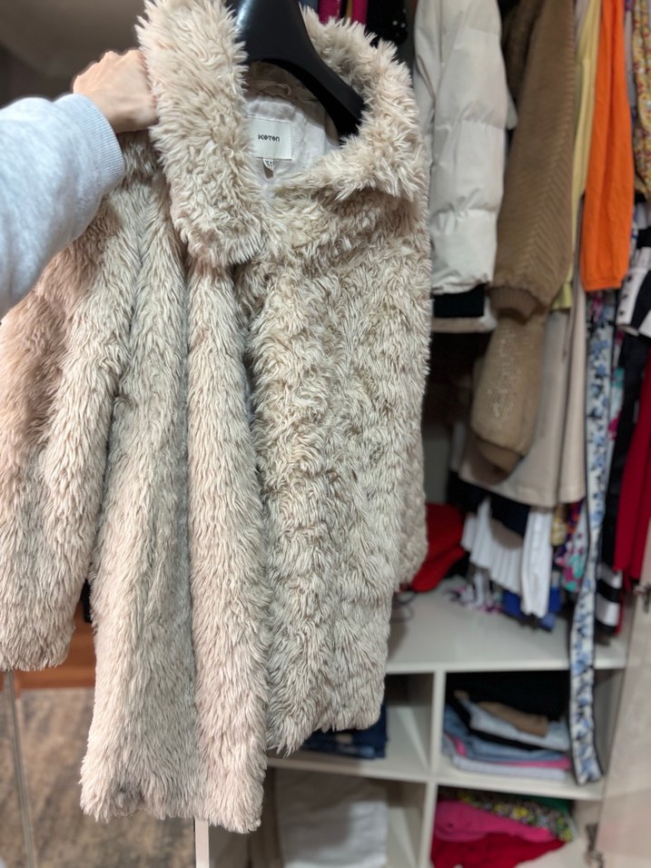 Koton ekru   Kürklü Kadın Kaban - Görsel 4