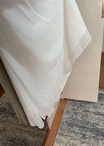 Uzun Beyaz A Kesim Straplez Gelinlik - Görsel 5