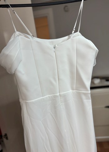 Uzun Beyaz A Kesim Straplez Gelinlik - Görsel 6