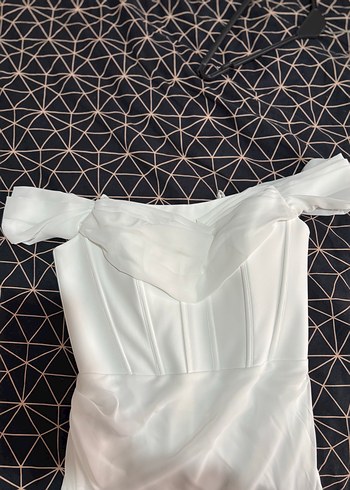 Uzun Beyaz A Kesim Straplez Gelinlik - Görsel 7