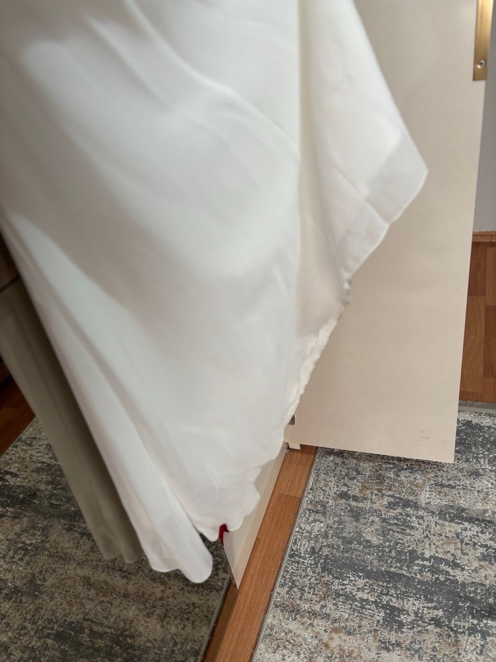 Uzun Beyaz A Kesim Straplez Gelinlik - Görsel 5