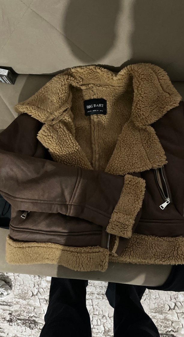 Kürk Detaylı Kahverengi Süet Kadın Ceket - Görsel 2