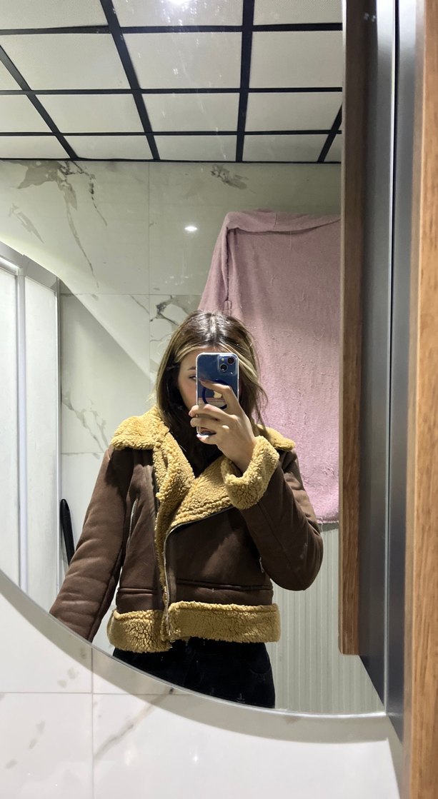 Kürk Detaylı Kahverengi Süet Kadın Ceket - Görsel 3