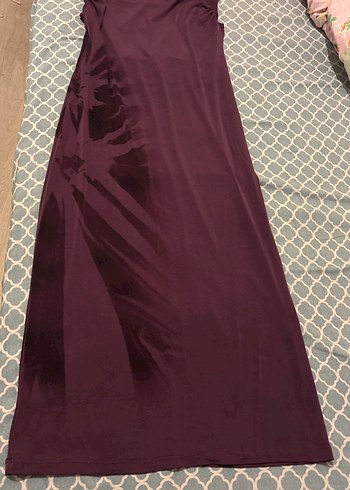 Bordo Drapeli Bağlamalı Uzun elbise - Görsel 2