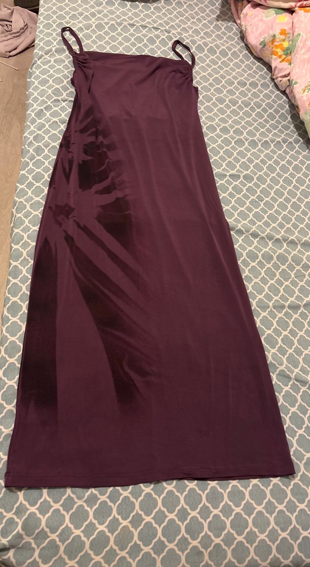 Bordo Drapeli Bağlamalı Uzun elbise - Görsel 2