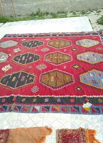 El dokuması eski kilim 