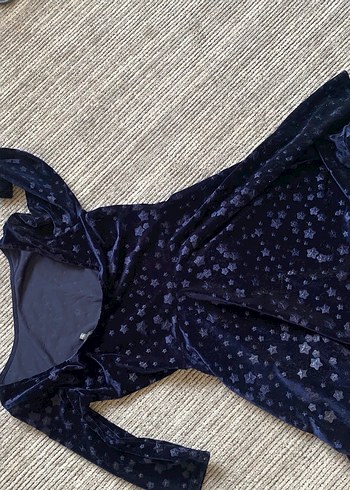 Lacivert Midi Kadife Elbise - Görsel 2