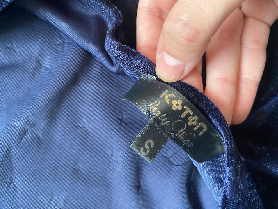 Lacivert Midi Kadife Elbise - Görsel 4