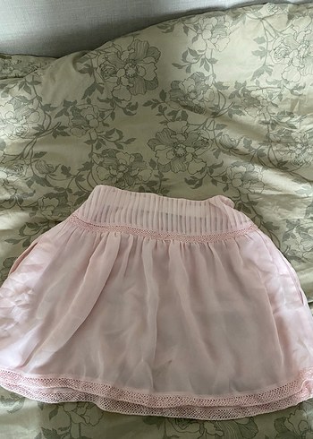 Pembe Midi Kadın Mini Etek Fırfırlı - Görsel 3