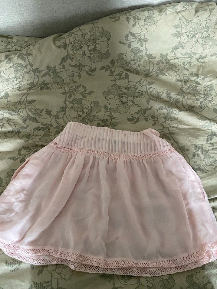 Pembe Midi Kadın Mini Etek Fırfırlı - Görsel 3