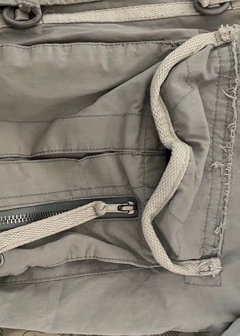 Gri Keten Fermuarlı Sokak Stili Kadın Ceketi - Görsel 5