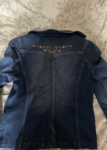 Düğmeli Lacivert Kadın Denim Ceket - Görsel 6