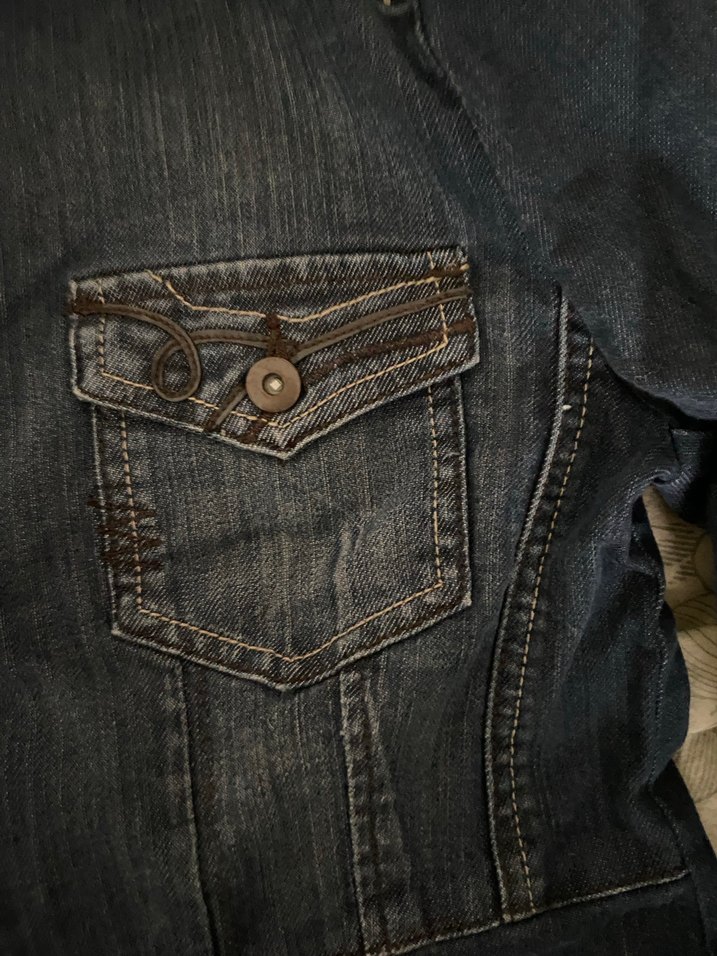 Düğmeli Lacivert Kadın Denim Ceket - Görsel 4