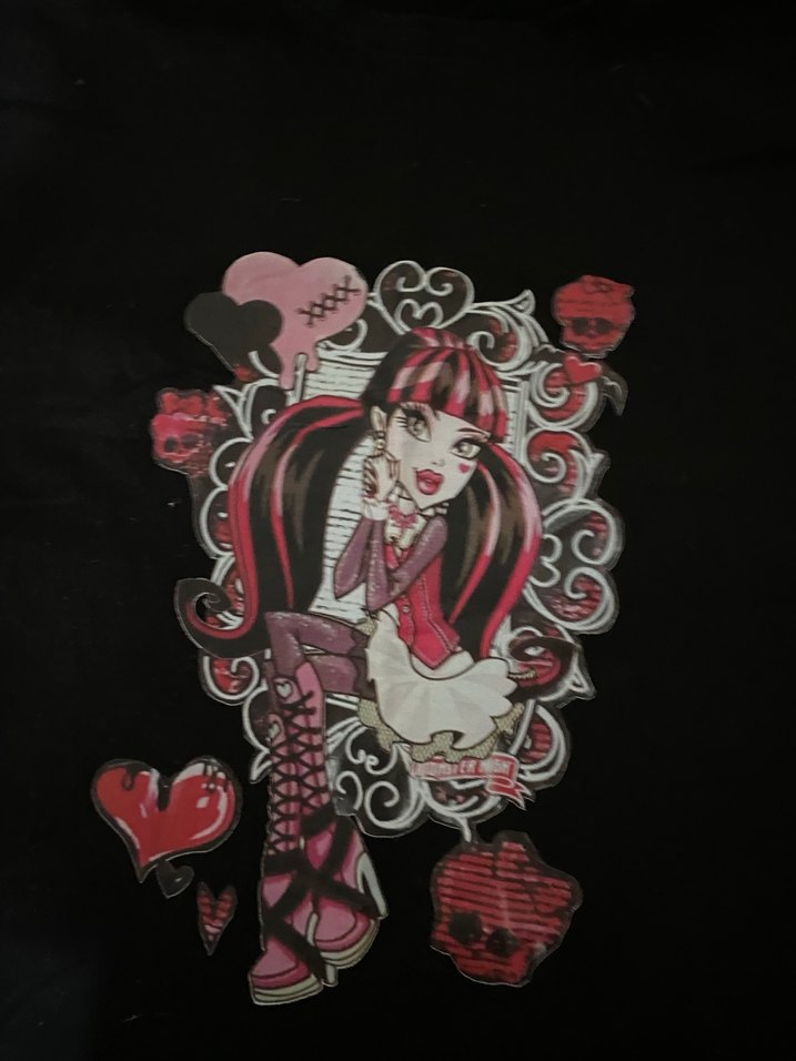 Kız Çocuk Siyah Gotik Baskılı Tişört - Görsel 2