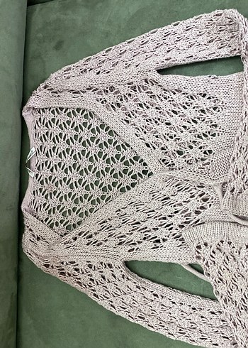 Pembe V Yaka Dantel Detaylı Kadın Triko - Görsel 3