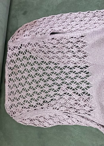 Pembe V Yaka Dantel Detaylı Kadın Triko - Görsel 4