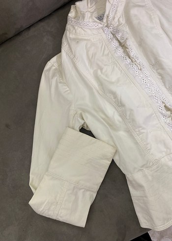 Beyaz Transparan Midi Kadın vintage Ceket - Görsel 5