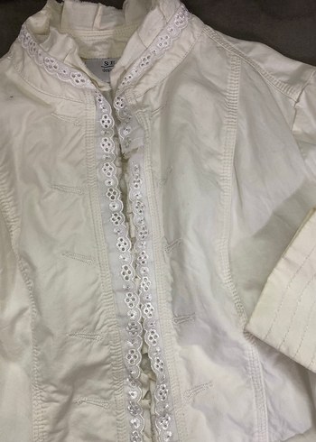 Beyaz Transparan Midi Kadın vintage Ceket - Görsel 4