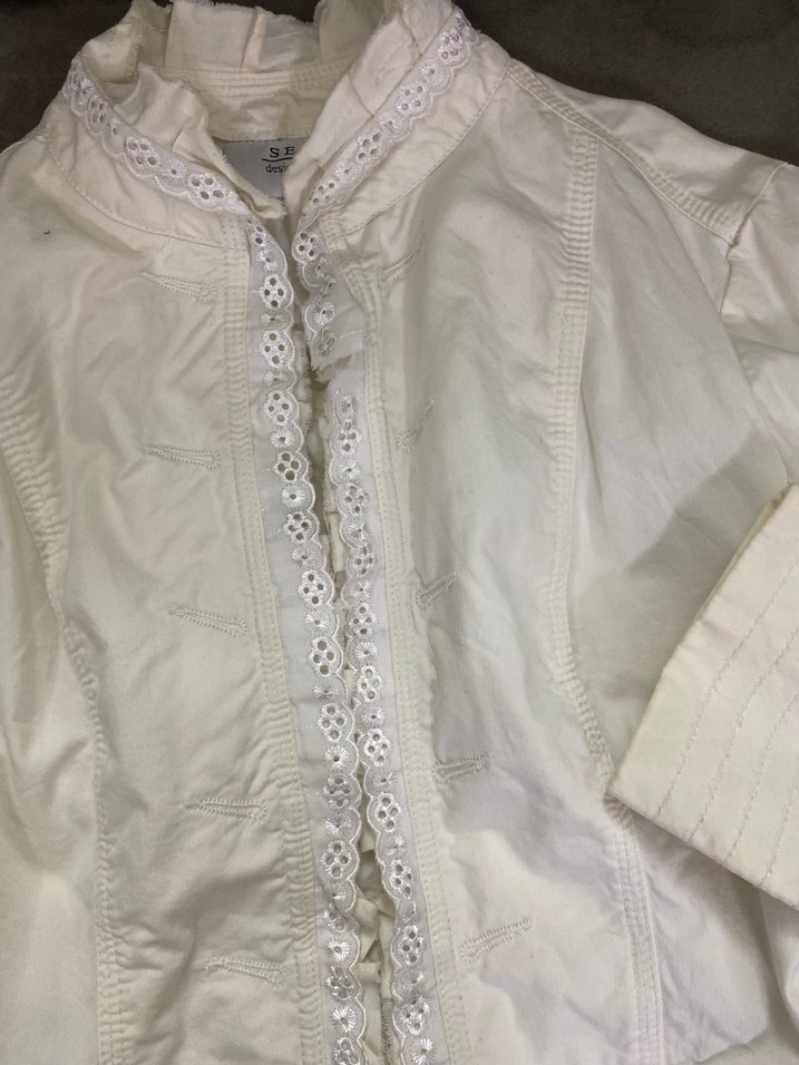 Beyaz Transparan Midi Kadın vintage Ceket - Görsel 4