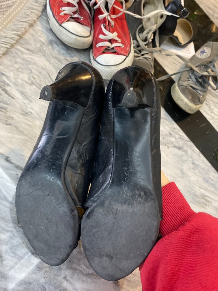 Siyah Deri Topuklu Tokalı Kadın Ayakkabı - Görsel 3