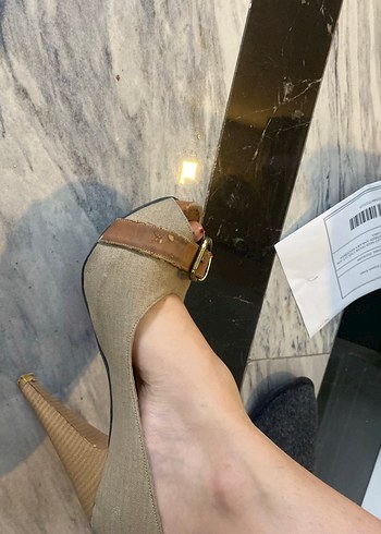 Bej Süet Dolgu Topuklu Kadın Ayakkabı - Görsel 4