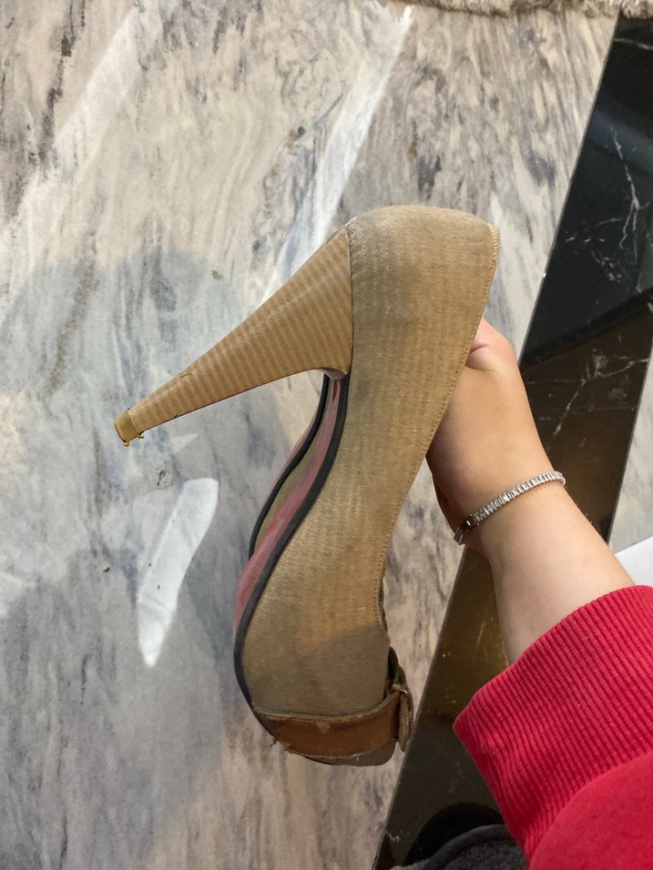 Bej Süet Dolgu Topuklu Kadın Ayakkabı - Görsel 2