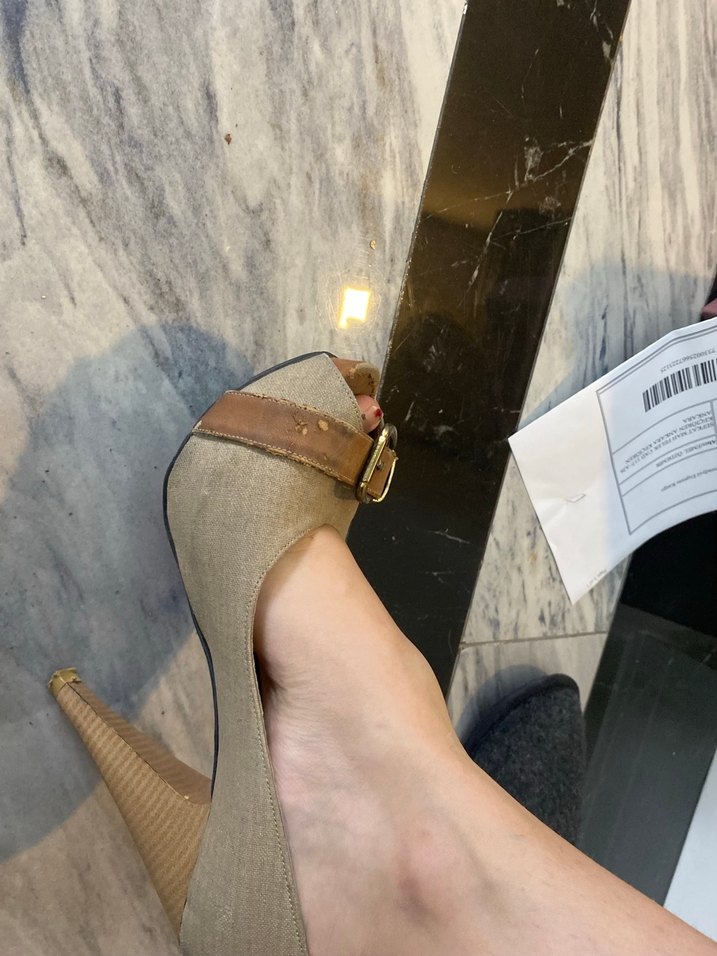 Bej Süet Dolgu Topuklu Kadın Ayakkabı - Görsel 4