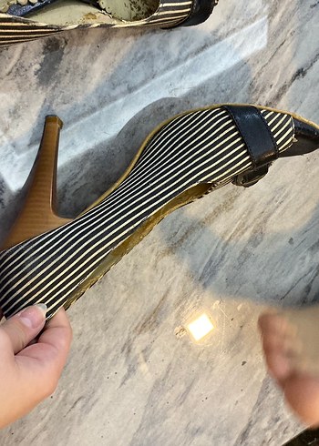 Tokalı Kahverengi Desenli Dolgu Topuklu Kadın Stiletto - Görsel 4