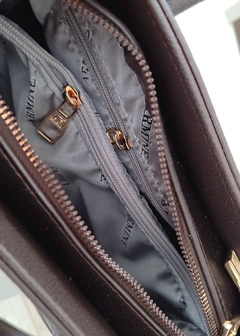 Kahverengi Baskılı Deri Kadın Çanta - Görsel 5