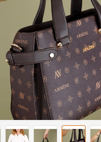 Kahverengi Baskılı Deri Kadın Çanta - Görsel 2