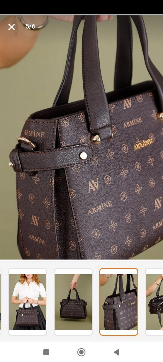 Kahverengi Baskılı Deri Kadın Çanta - Görsel 2