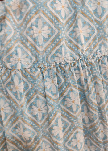 Mavi Bağlamalı Pamuklu Bohem Uzun Elbise - Görsel 2