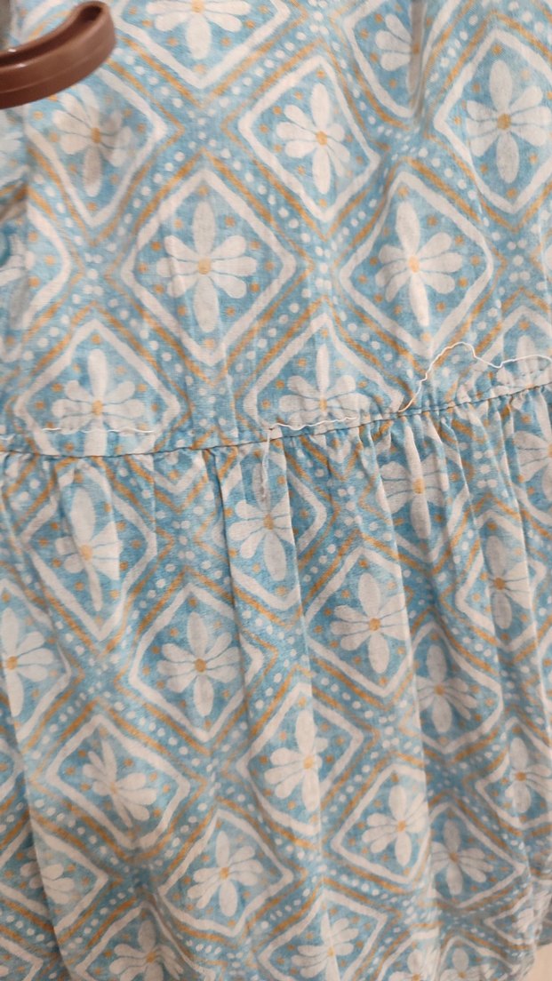 Mavi Bağlamalı Pamuklu Bohem Uzun Elbise - Görsel 2