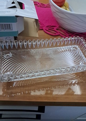 Vintage Şeffaf Dikdörtgen Cam Tabak - Görsel 5