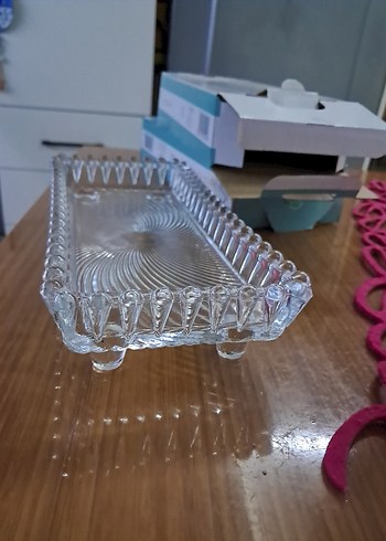 Vintage Şeffaf Dikdörtgen Cam Tabak - Görsel 2