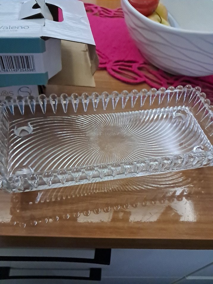 Vintage Şeffaf Dikdörtgen Cam Tabak - Görsel 5