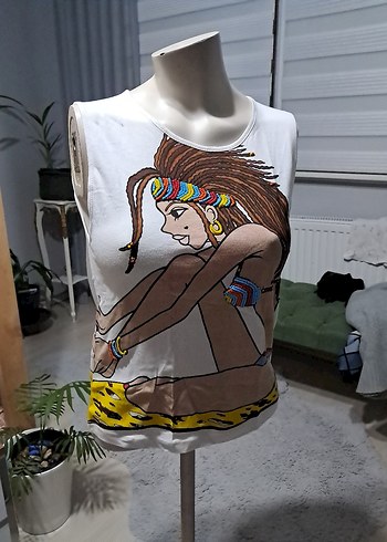 y2k kıllah marka orijinal Bohem Desenli Kolsuz Kadın Bluz