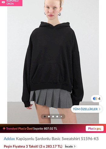 Kırmızı Kapüşonlu Addax Sweatshirt - Görsel 4