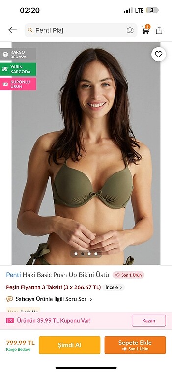 Penti Penti Bikini Üstü